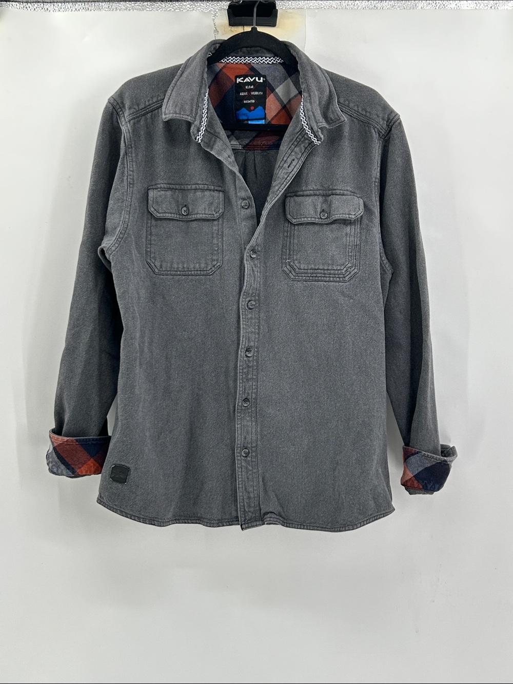 Kavu Flannel Button Down Shirt Slate Grey Size XL Mens